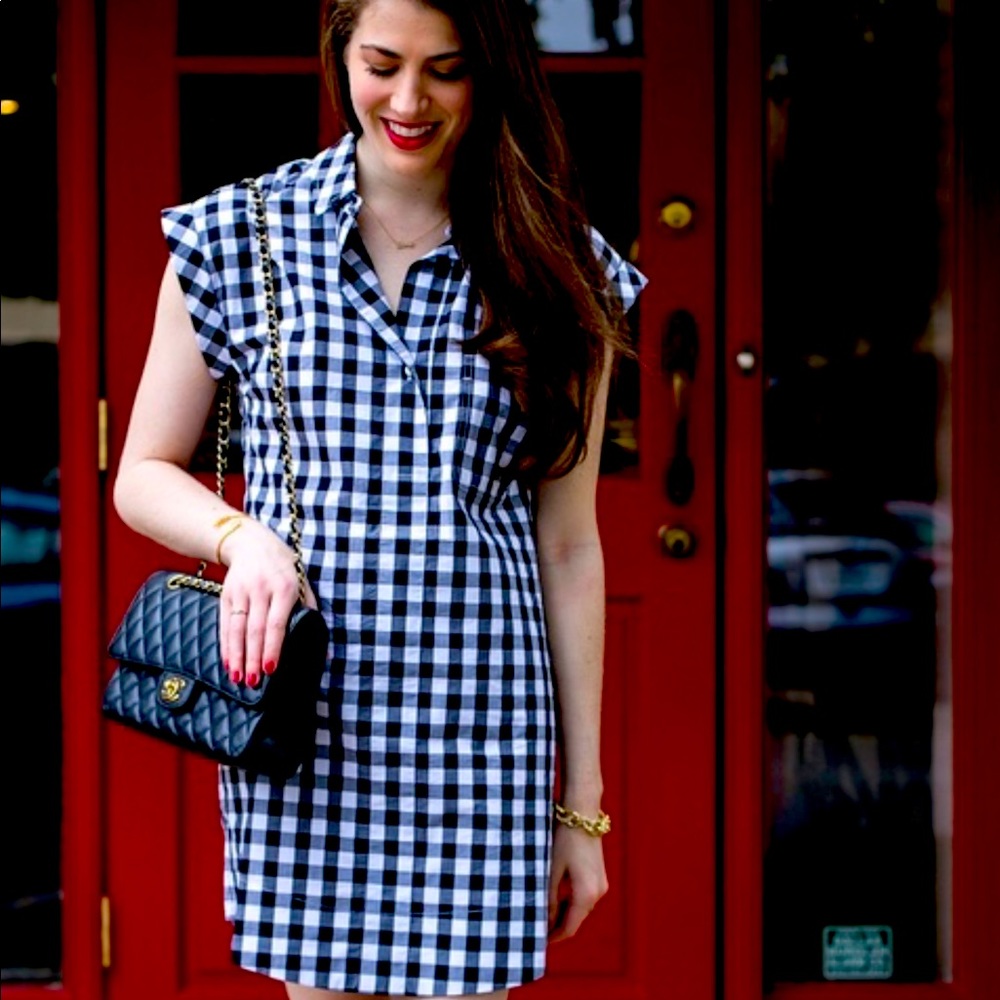 New J. Crew classic gingham shirt dress